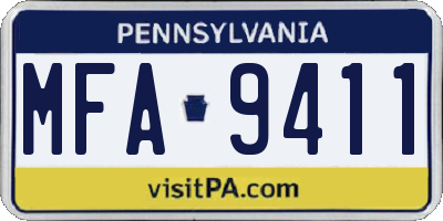 PA license plate MFA9411