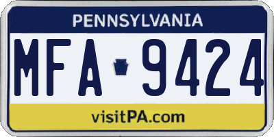 PA license plate MFA9424