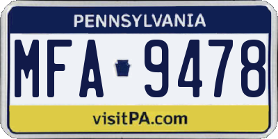 PA license plate MFA9478