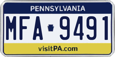 PA license plate MFA9491