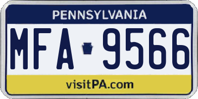 PA license plate MFA9566
