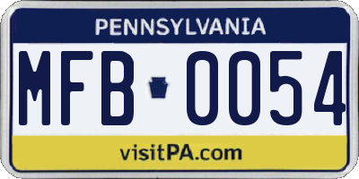 PA license plate MFB0054