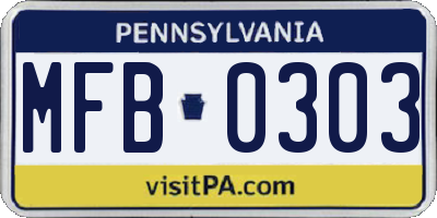 PA license plate MFB0303