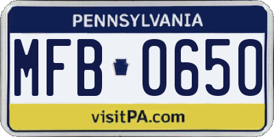 PA license plate MFB0650