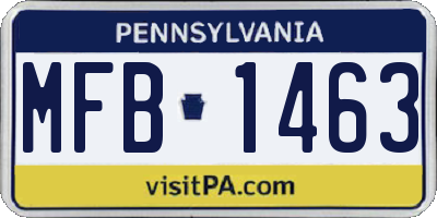 PA license plate MFB1463
