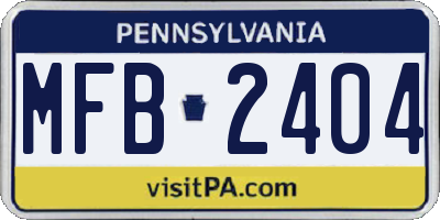 PA license plate MFB2404