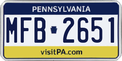 PA license plate MFB2651