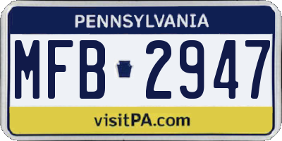 PA license plate MFB2947
