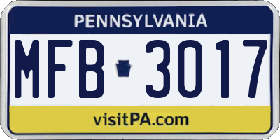 PA license plate MFB3017