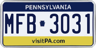 PA license plate MFB3031