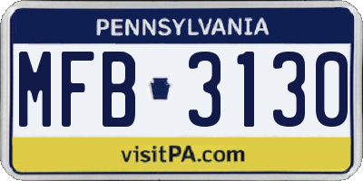 PA license plate MFB3130