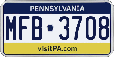 PA license plate MFB3708