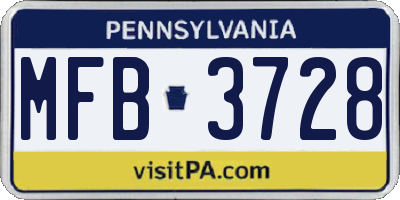 PA license plate MFB3728