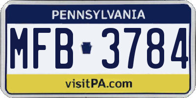 PA license plate MFB3784