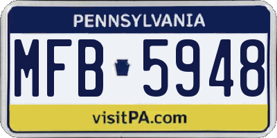 PA license plate MFB5948