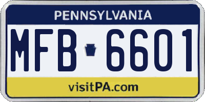 PA license plate MFB6601
