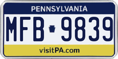 PA license plate MFB9839