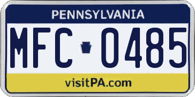 PA license plate MFC0485