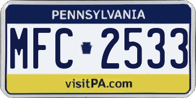 PA license plate MFC2533