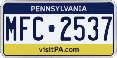PA license plate MFC2537