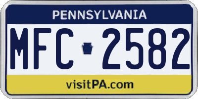 PA license plate MFC2582