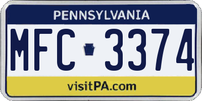 PA license plate MFC3374