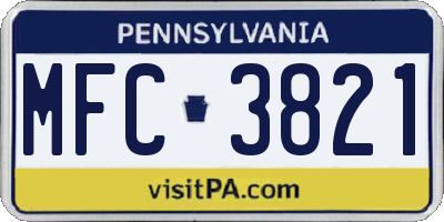 PA license plate MFC3821