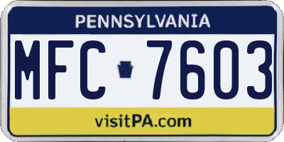 PA license plate MFC7603