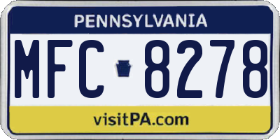 PA license plate MFC8278