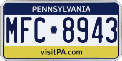 PA license plate MFC8943