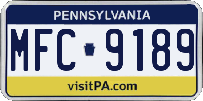 PA license plate MFC9189