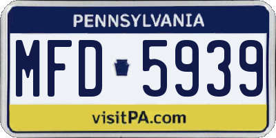 PA license plate MFD5939
