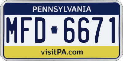 PA license plate MFD6671