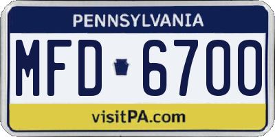 PA license plate MFD6700