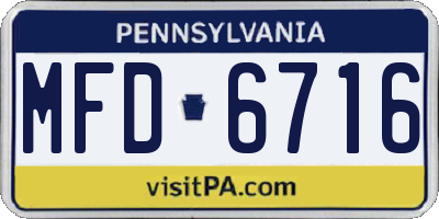 PA license plate MFD6716