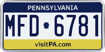 PA license plate MFD6781