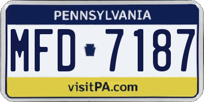 PA license plate MFD7187