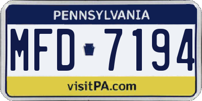 PA license plate MFD7194