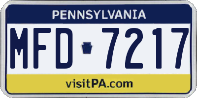 PA license plate MFD7217