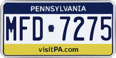 PA license plate MFD7275