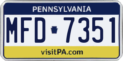 PA license plate MFD7351