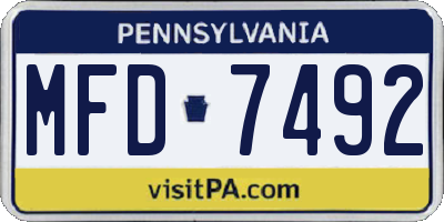 PA license plate MFD7492