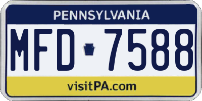 PA license plate MFD7588