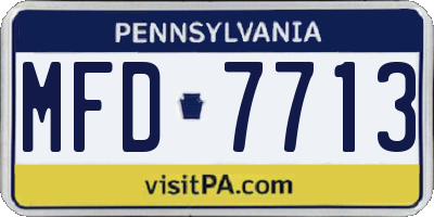 PA license plate MFD7713