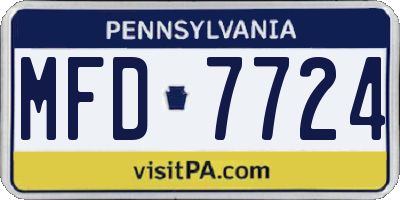 PA license plate MFD7724