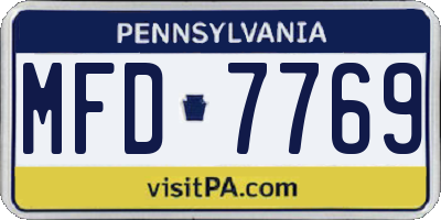 PA license plate MFD7769