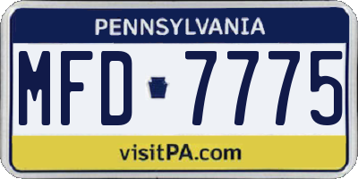 PA license plate MFD7775
