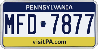 PA license plate MFD7877