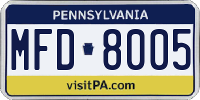 PA license plate MFD8005