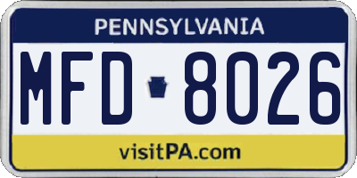 PA license plate MFD8026